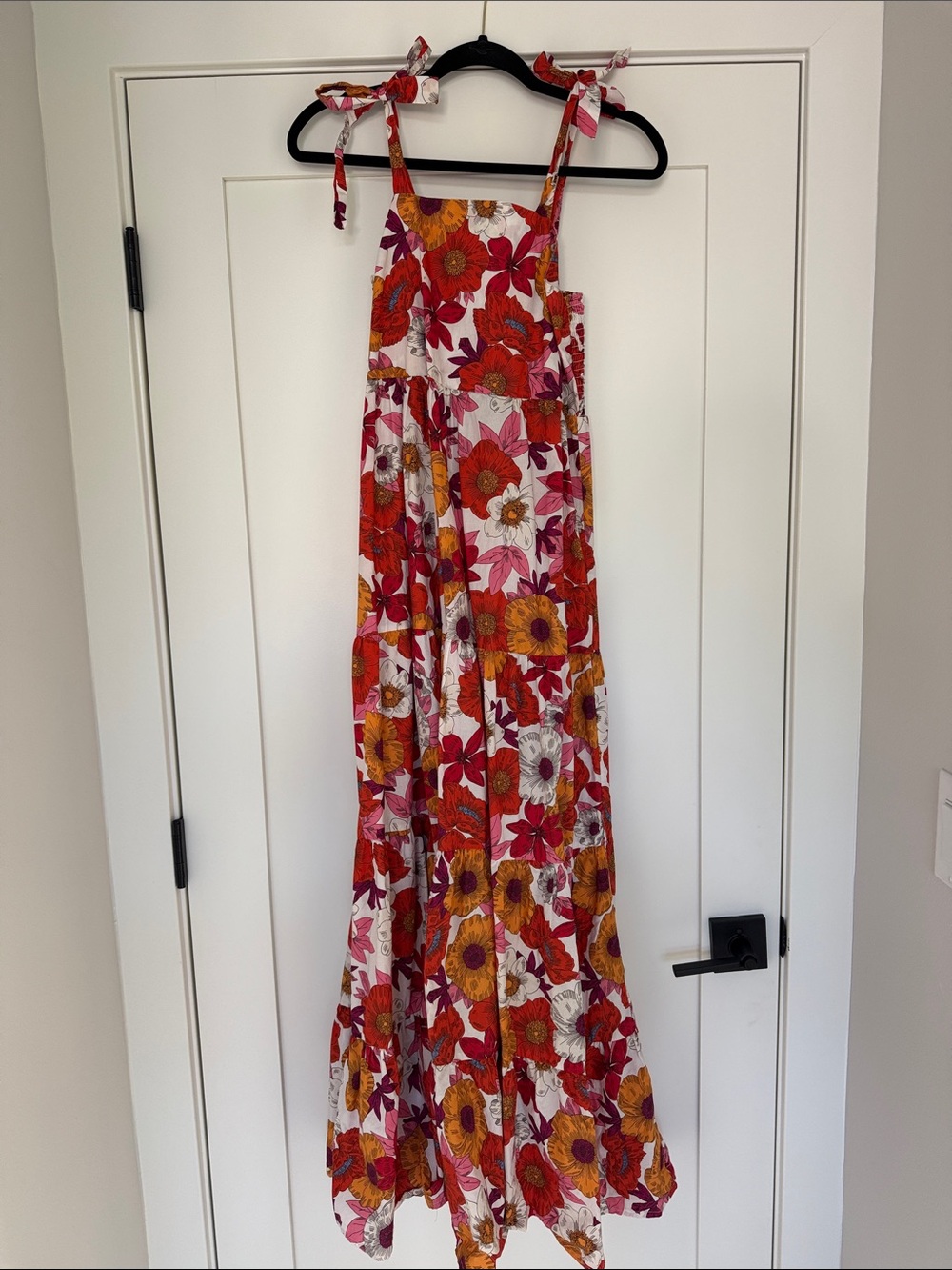 Floral Tie-Strap Maxi Jumpsuit - Red, Yellow & White